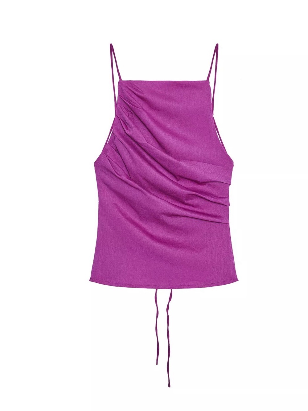 Zara Magenta Ruched Spaghetti-Strap Cami